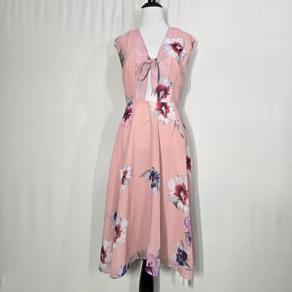 Yumi Kim Reminisce Midi Dress Forget Me Not Flush Keyhole Cut-Out Sz X-Small